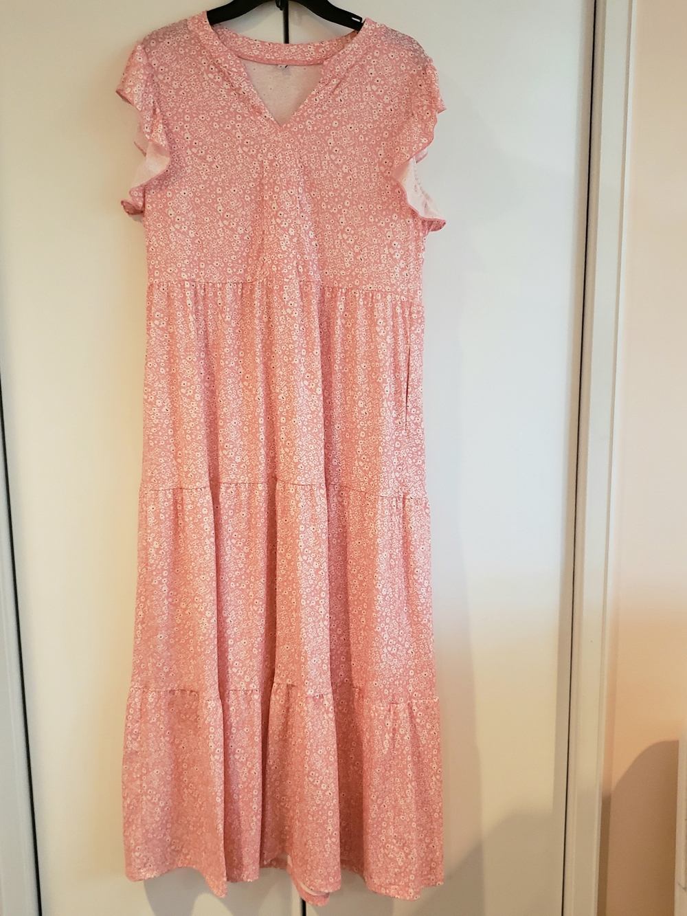 Pink Floral Tiered Maxi Dress